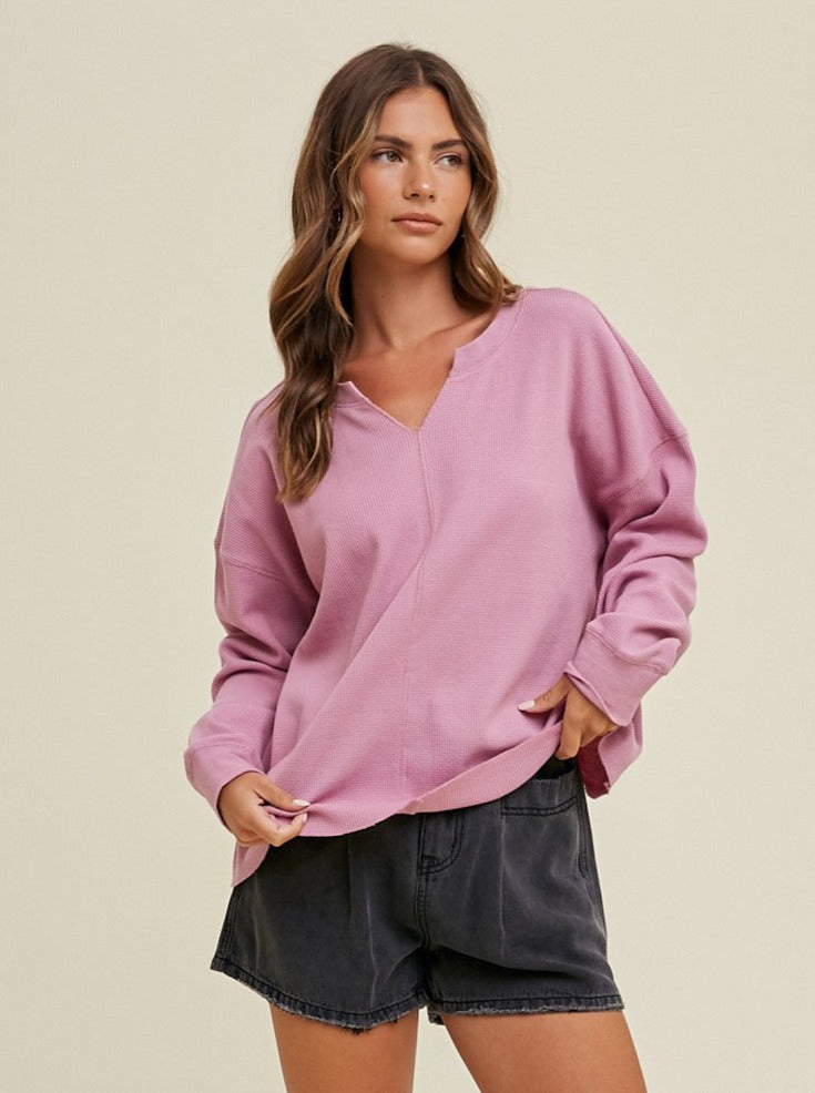 Pink Thermal Knit Top