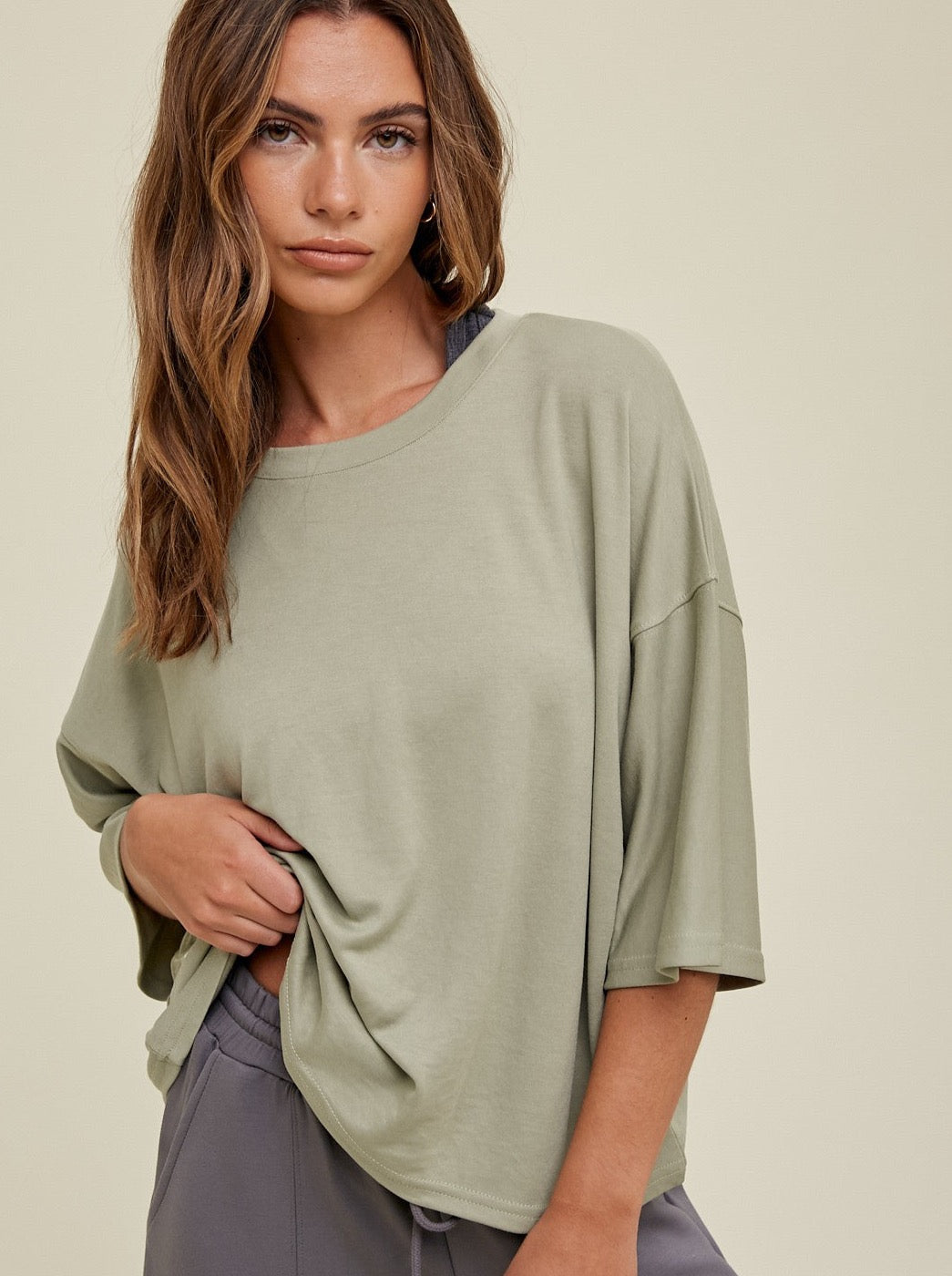 Light Sage Relaxed Crop Top