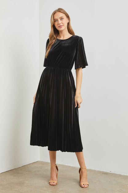 Black Velvet Midi Dress