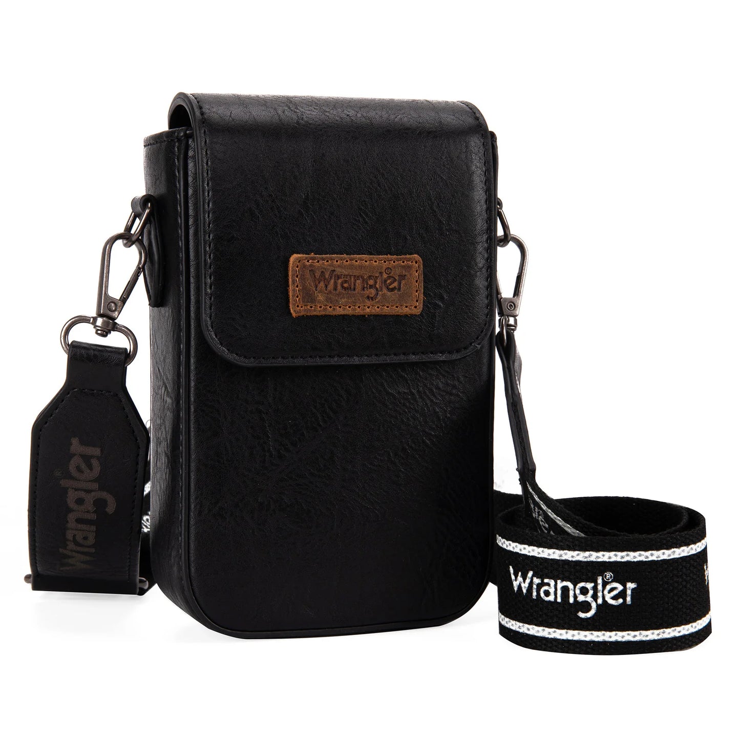 Wrangler Crossbody Cell Phone Purse With Back Card Slots - Black