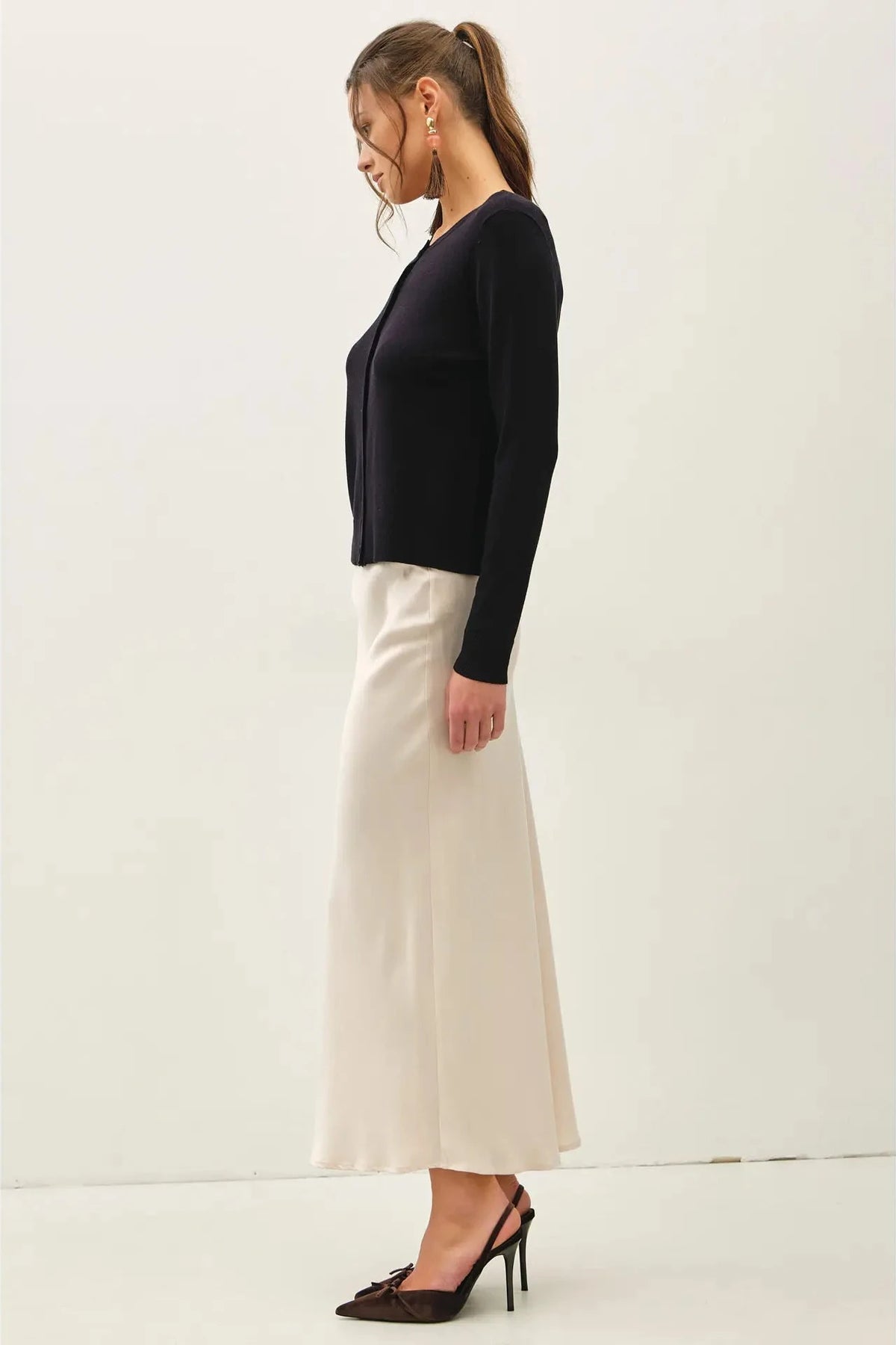Black- Essential Button Up Cardigan