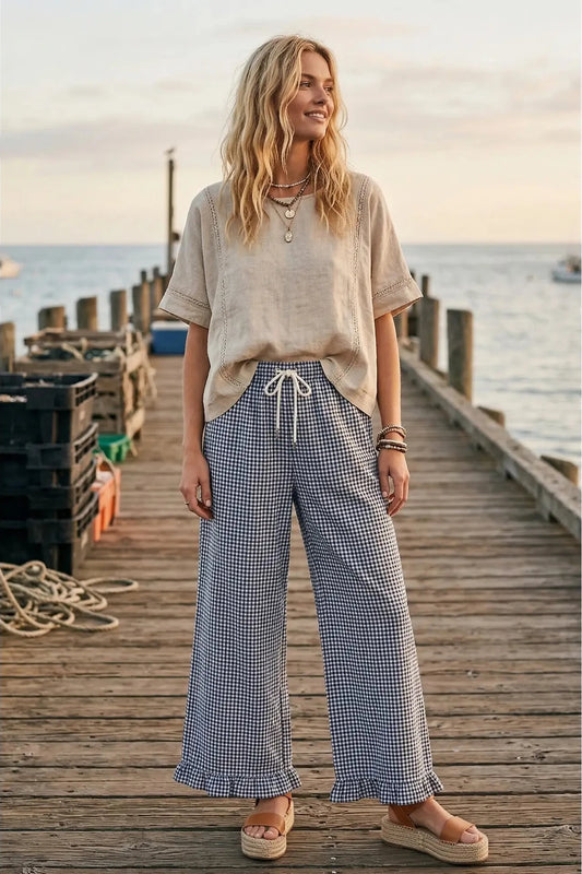 blue gingham pants 