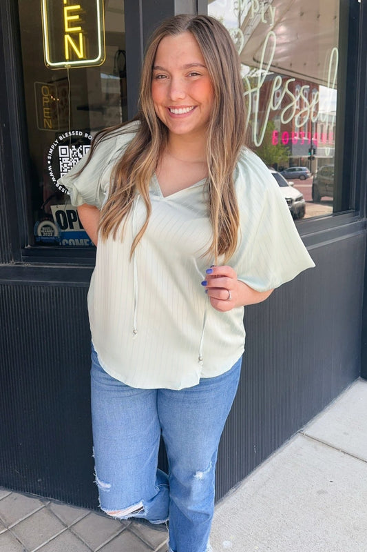 Light Sage Satin Blouse