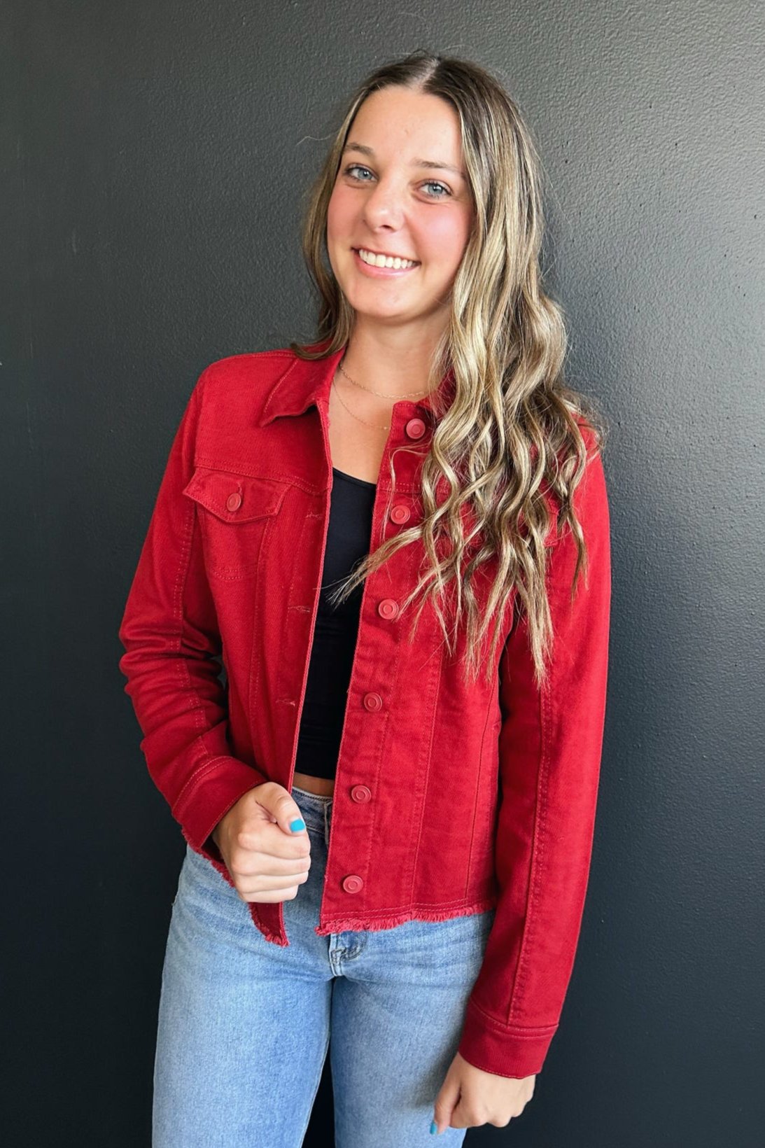 Everyday Denim Jacket - Red