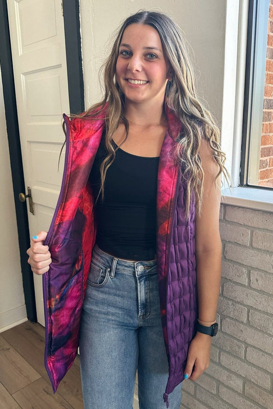 Puffy Reversible Vest - Purple/Pink