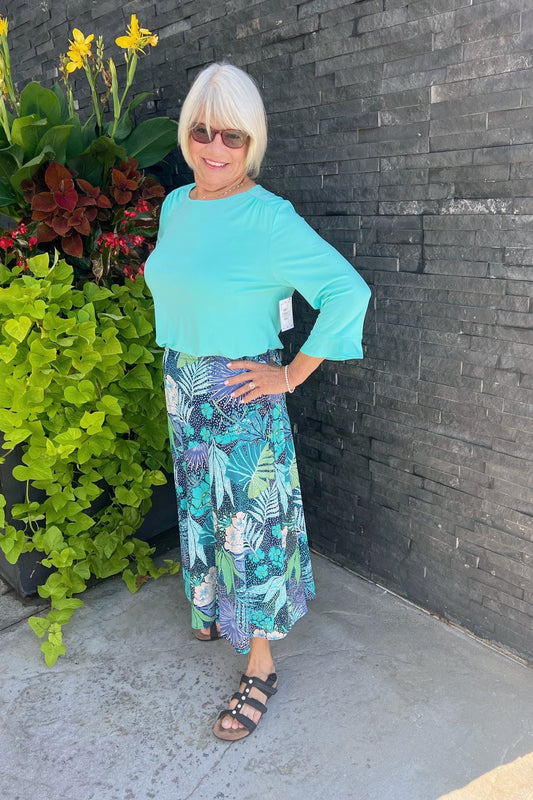 Gorgeous Print Skirt - Blue