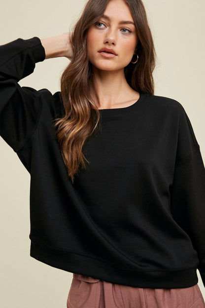 Black Scuba Cropped Crewneck