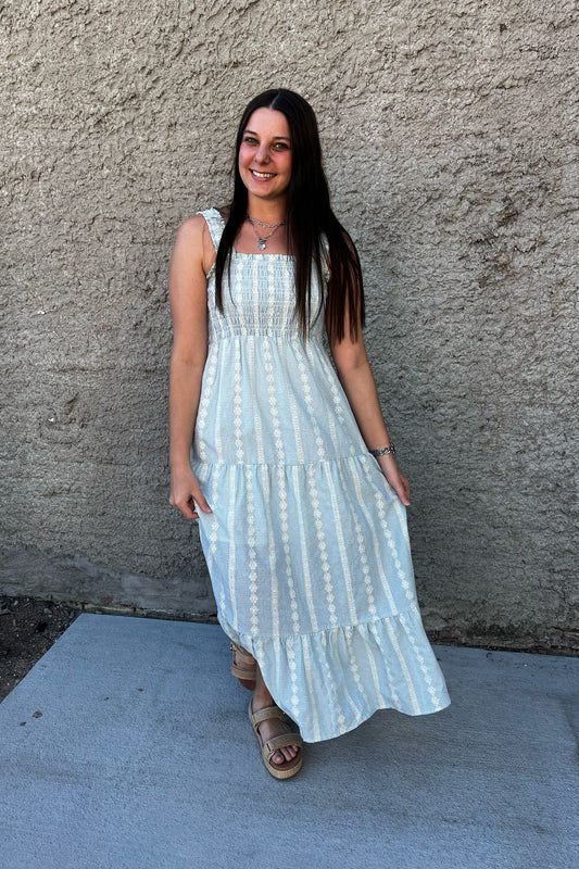 Lace & Grace Midi Smocked Maxi Dress