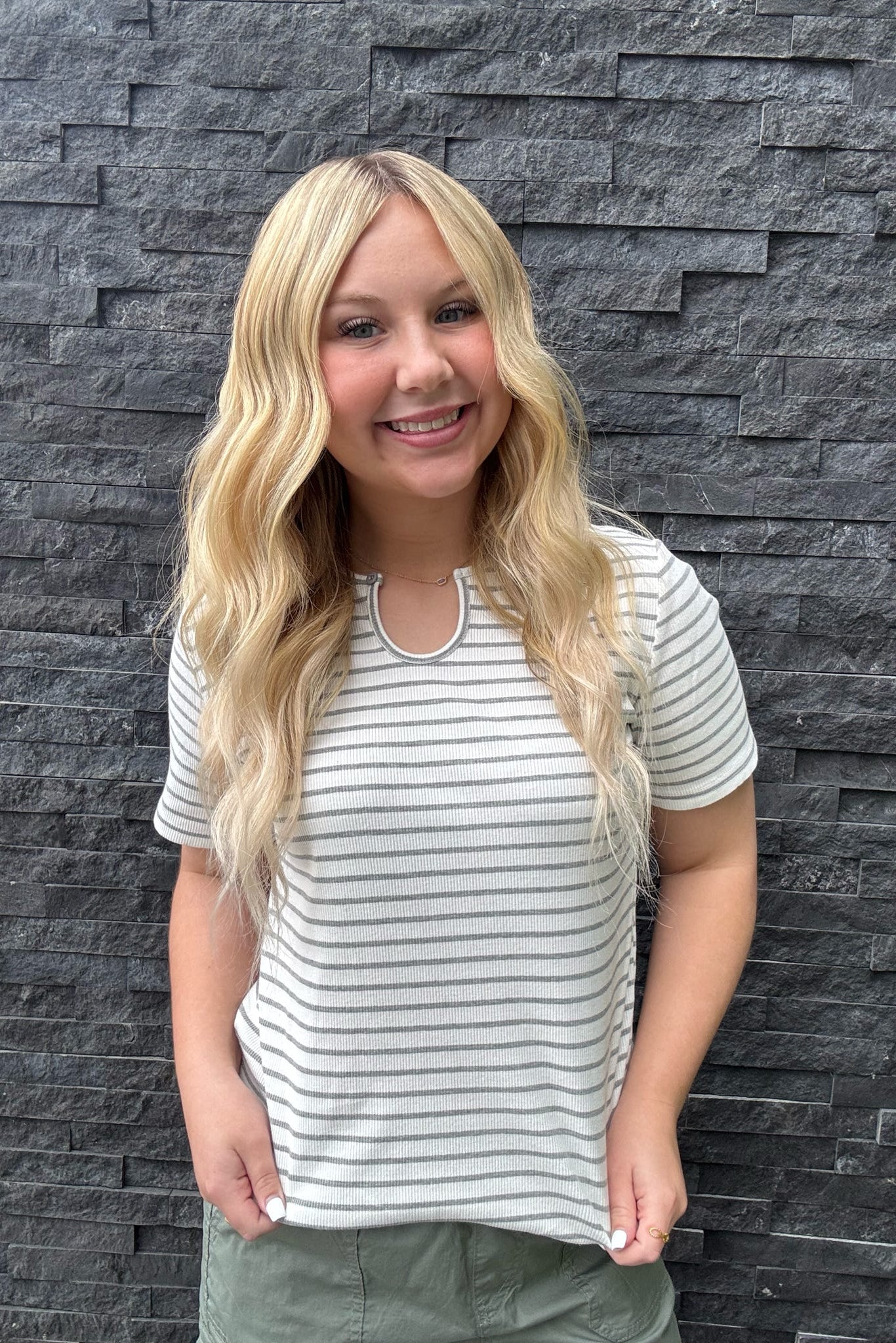Sara Striped Short Sleeve Top