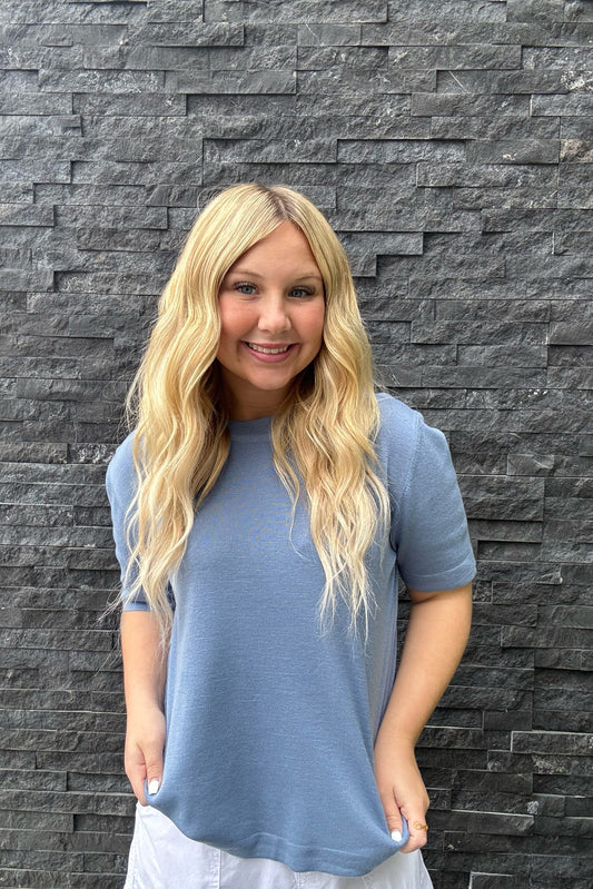 Cashmere Blended Top - Slate Blue