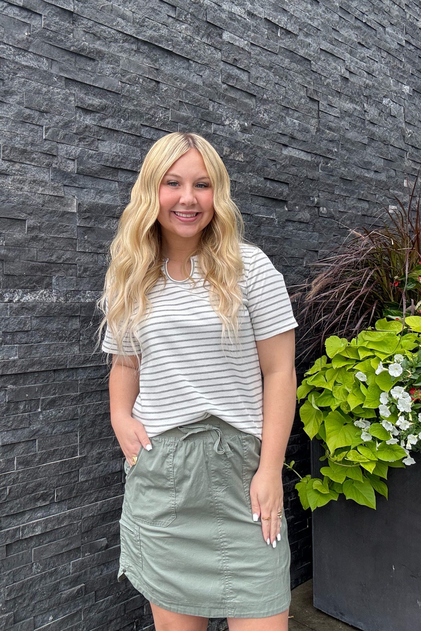 Sara Striped Short Sleeve Top