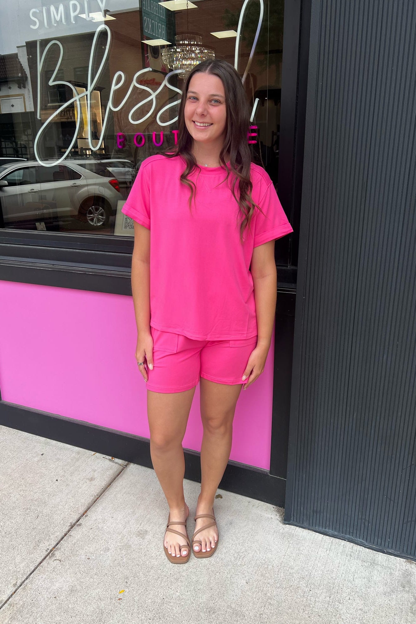 Hot Pink top and shorts set