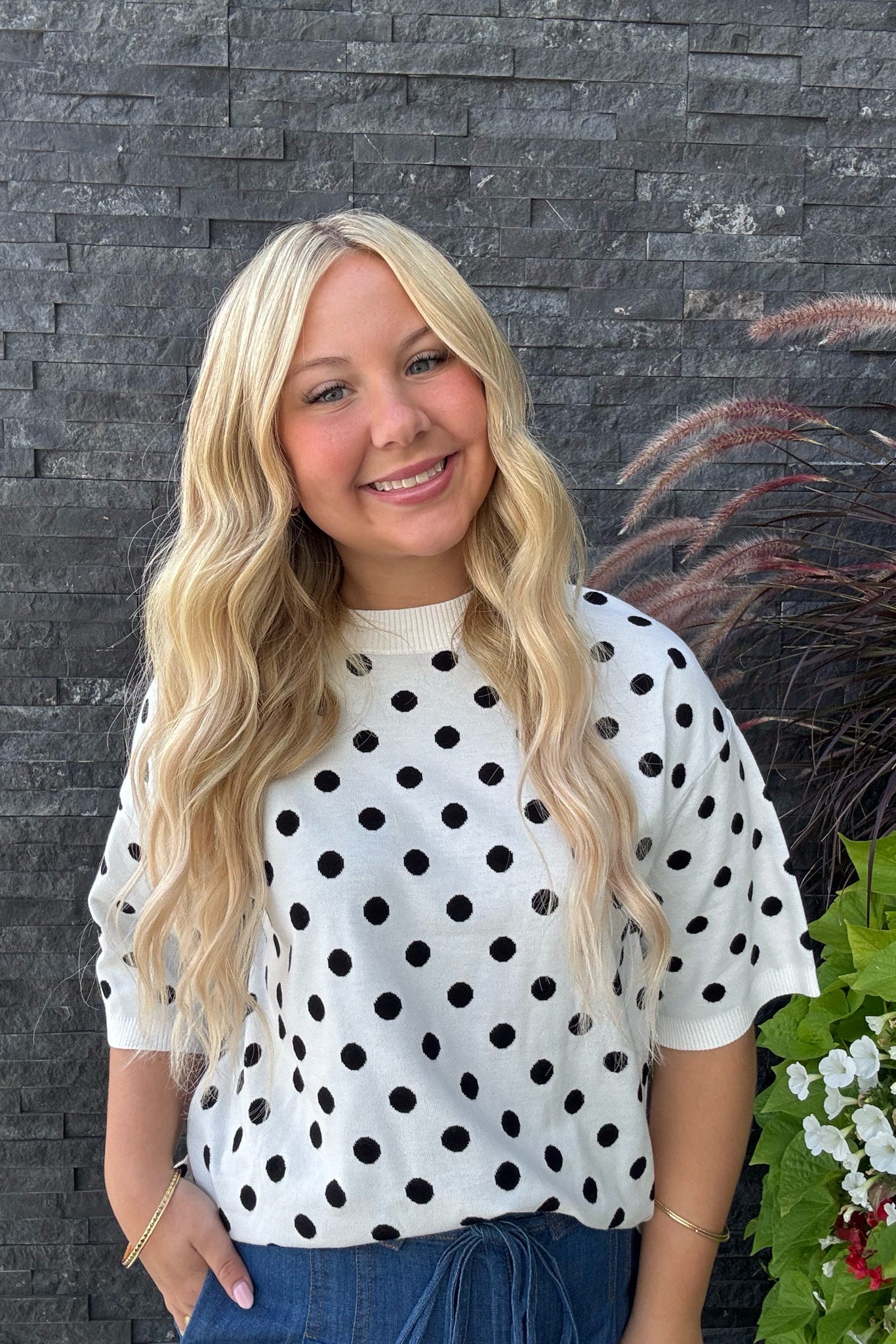 Oversized Polka Dot Sweater Top