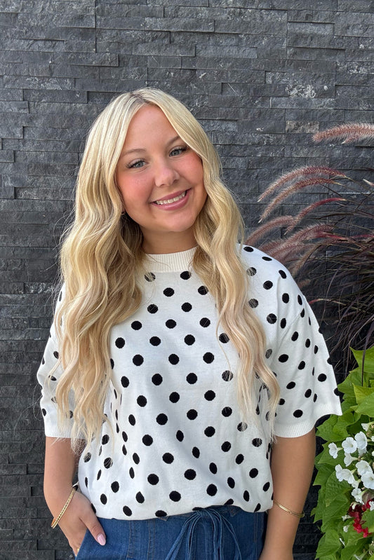 Oversized Polka Dot Sweater Top