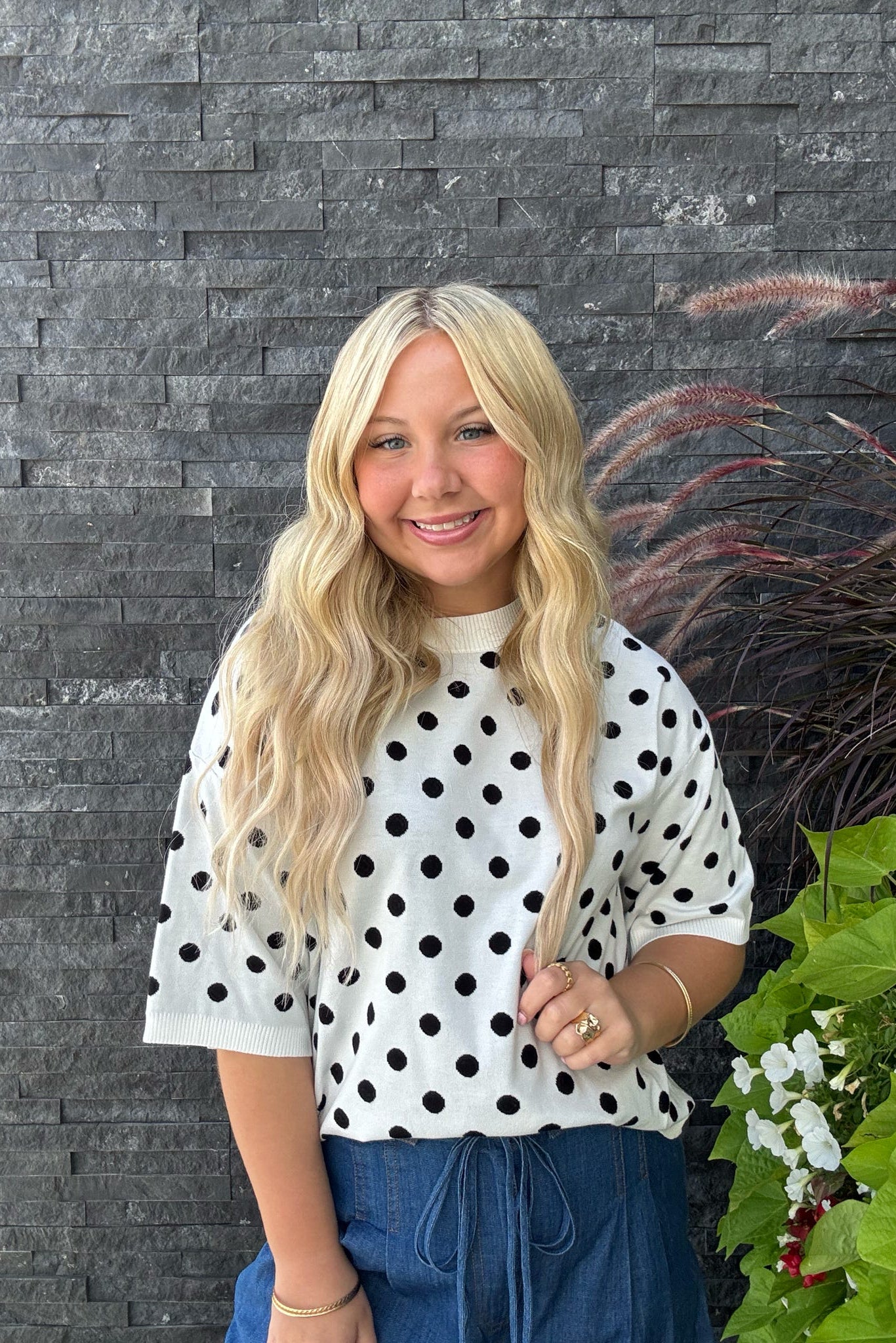 Oversized Polka Dot Sweater Top