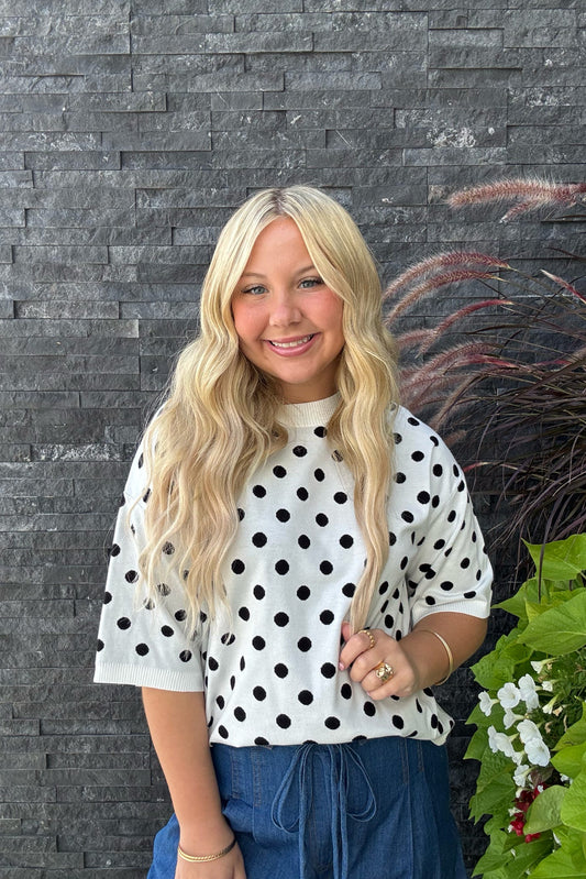 Oversized Polka Dot Sweater Top