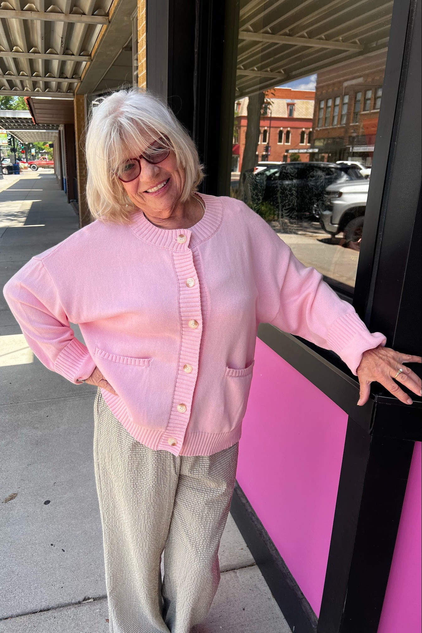 Light pink button up cardigan 