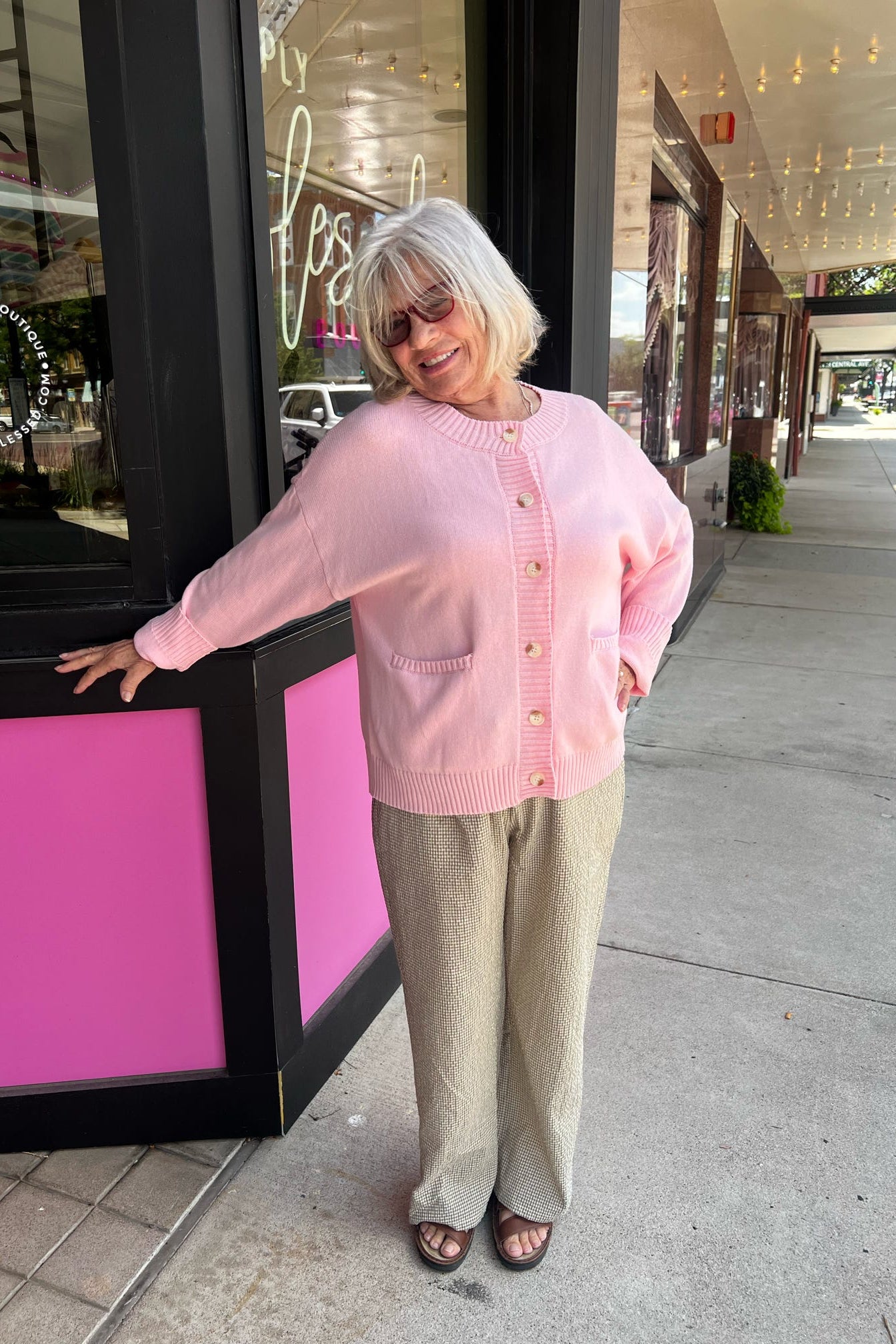 Light pink button up cardigan 