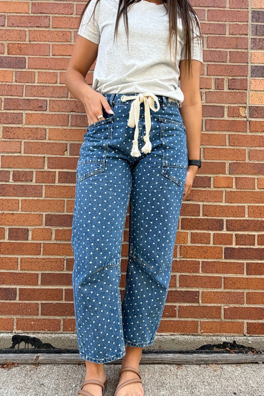 Polka Dot Denim Jeans