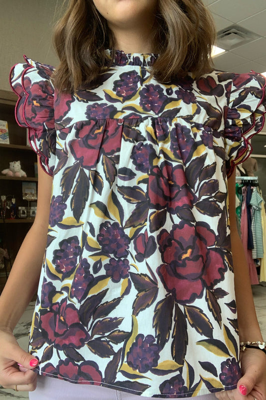 Mia Burgundy Floral Blouse