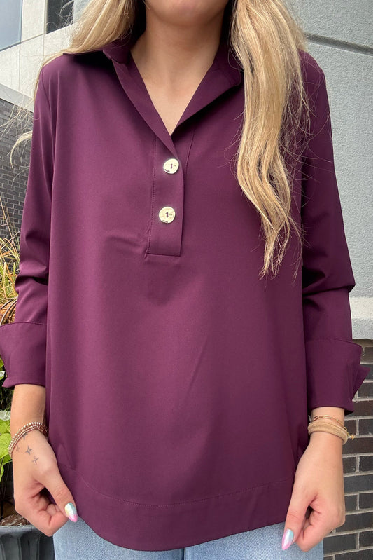 Joseph Ribkoff Burgundy V-Neck Top