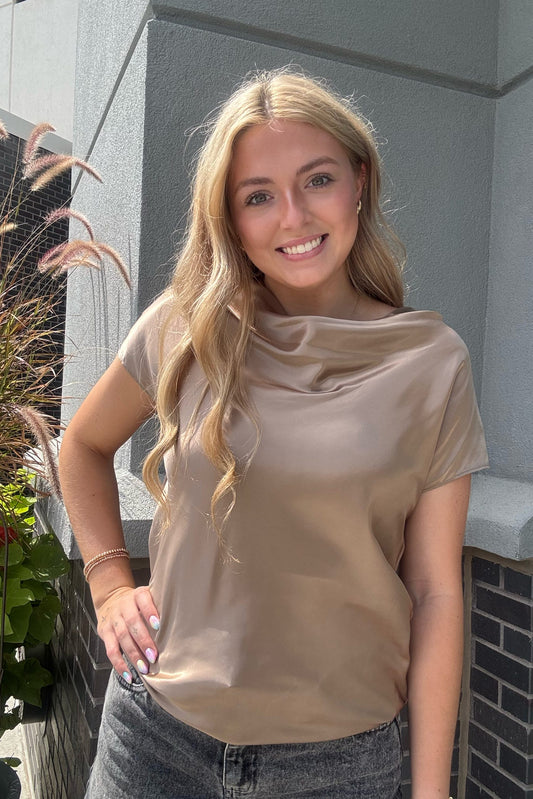 Cowl Neck Mixed Top