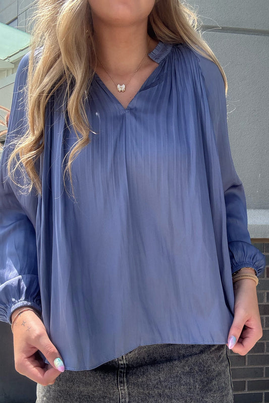 Pleated Slate Blue Top