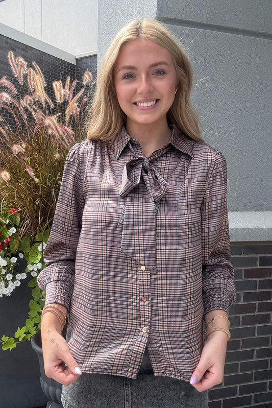 Plaid Button Down Blouse