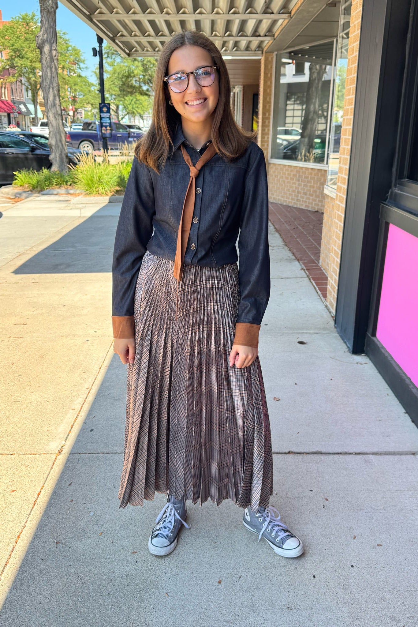 Autumn Pleated Midi Skirt