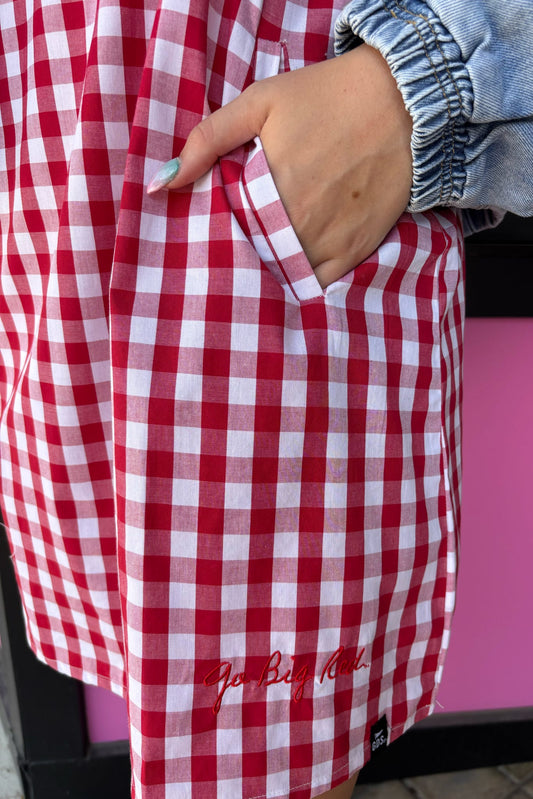 Nebraska Logo Gingham Skort Dress