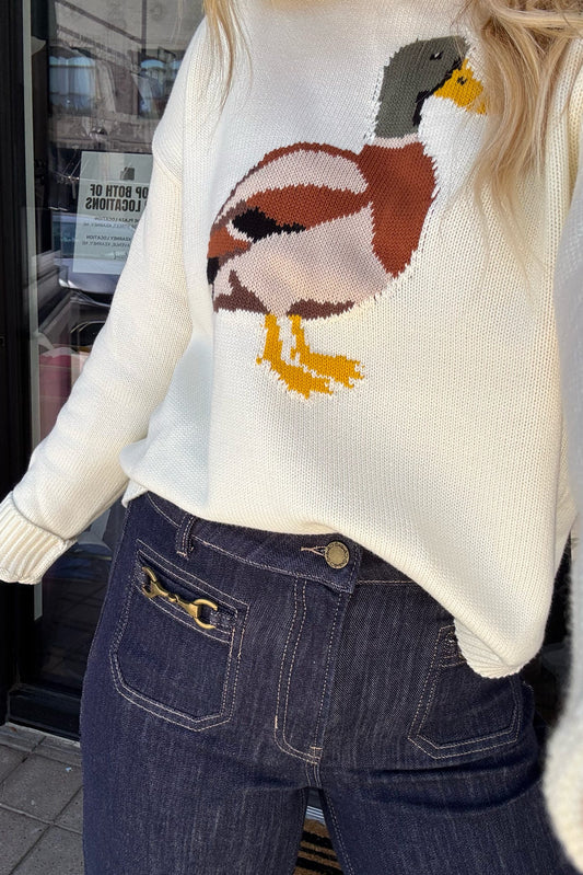 Cropped Pocket Wide Leg Jeans with Horsebit Detail