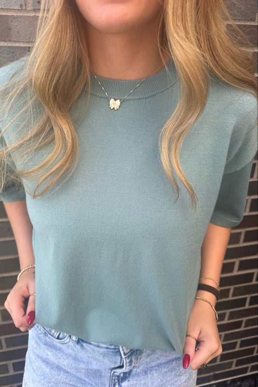 Seafoam Short Sleeve Sweater