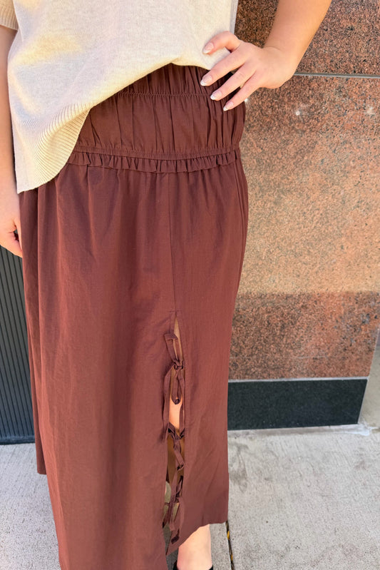 Espresso Bow Midi Skirt