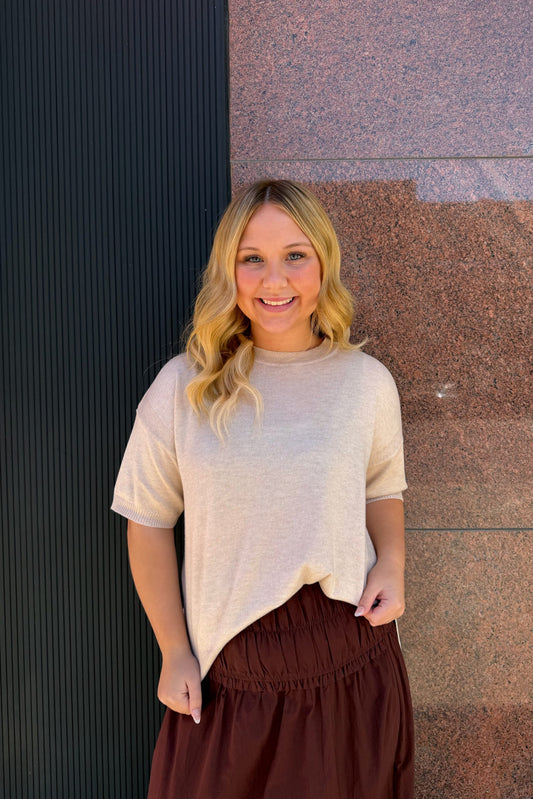 Oatmeal Stitched Sweater