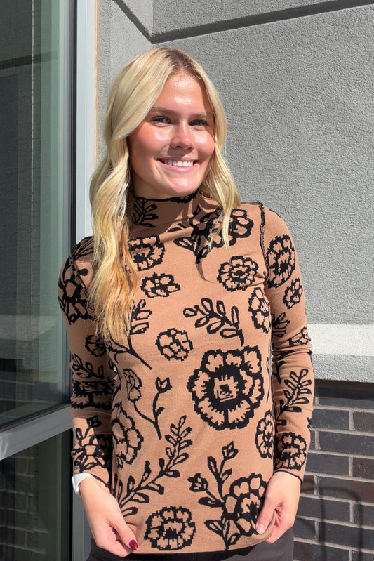 Charlie B Reversible Mock Neck Sweater - Ember