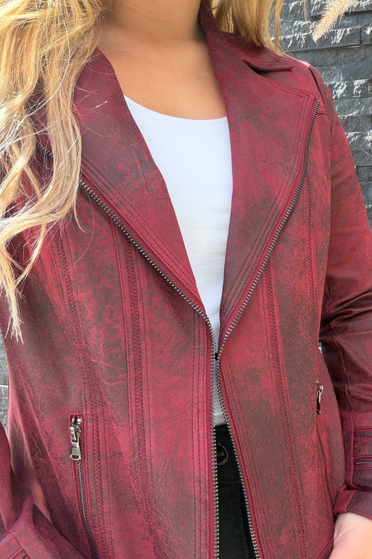 Charlie B Vintage Faux Leather Jacket - Merlot