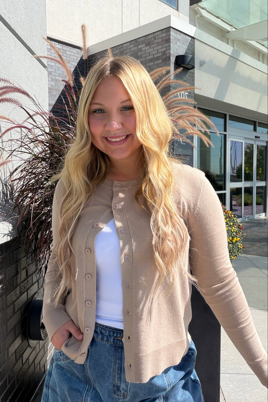 Lyla Button Up Cardigan - Tan