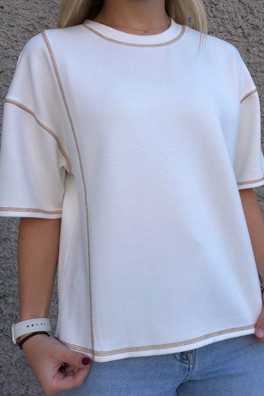 Scuba Contrast-Stitch- Cream