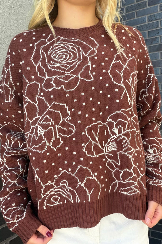 Floral Intarsia Knit Sweater