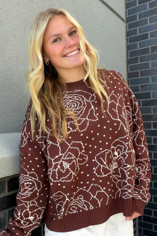 Floral Intarsia Knit Sweater