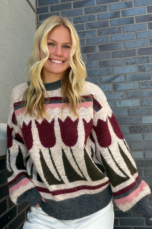 Tulip Pattern Knit Sweater