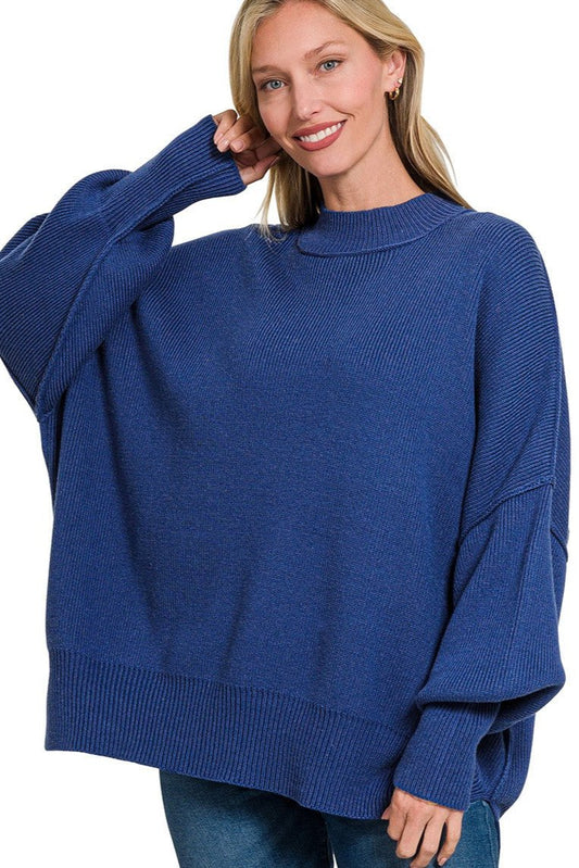 Oversized Cozy Knit Sweater - Navy