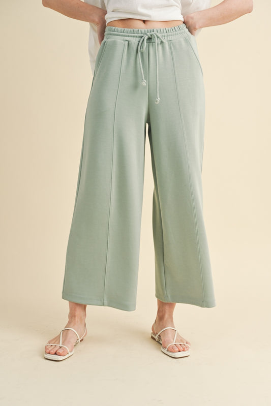 Dark Sage Scuba Wide Leg Pants