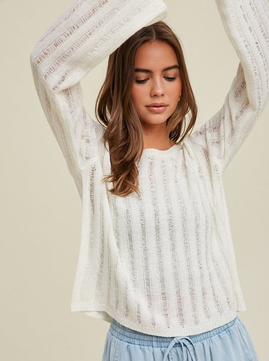 Ivory Open Knit Semi Sheer Sweater