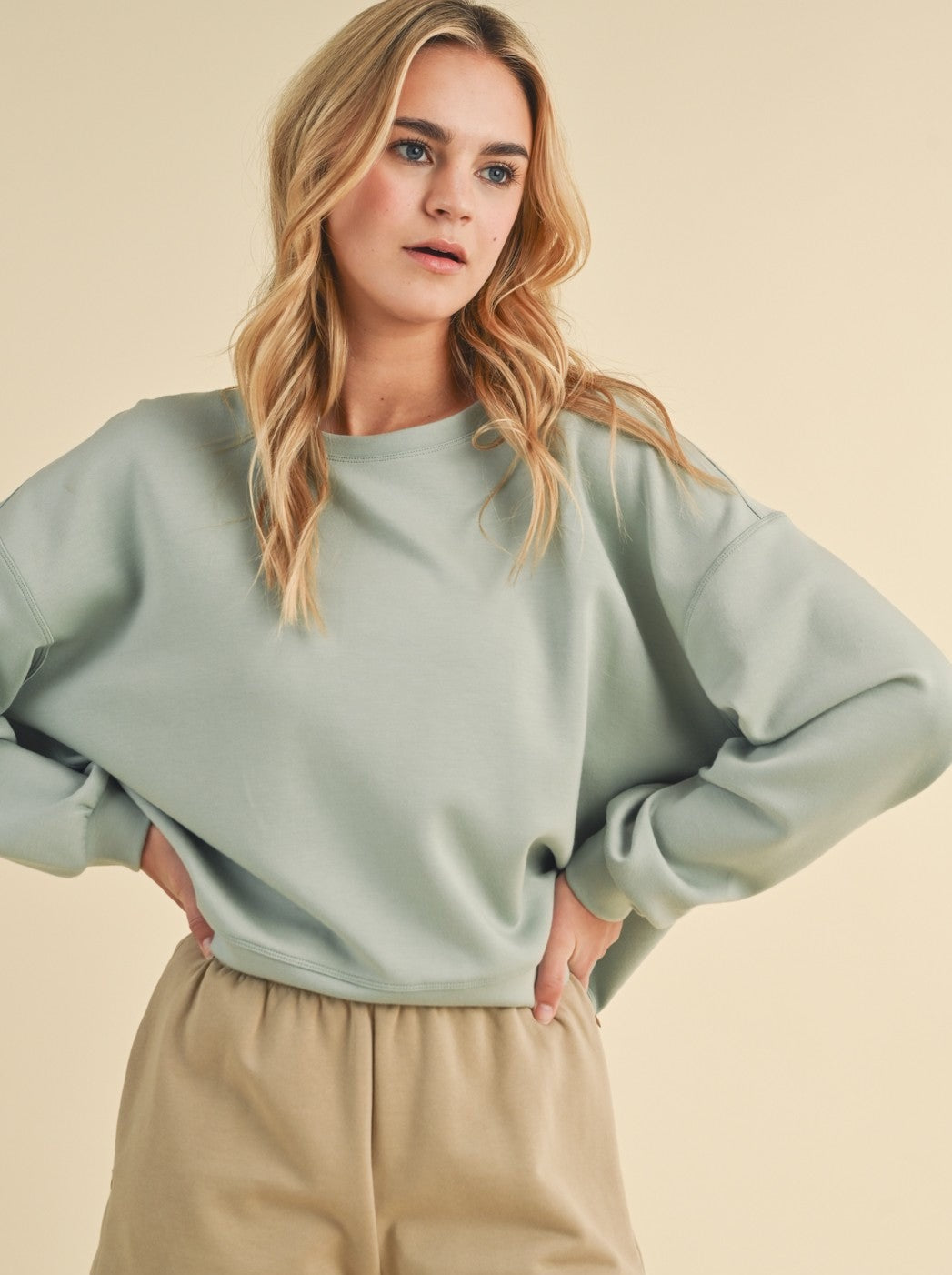 Dark Sage Scuba Cropped Crewneck