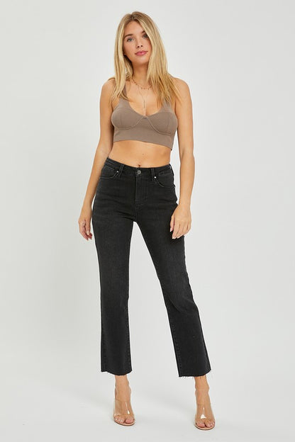 Risen Mid-Rise Crop Black Jeans