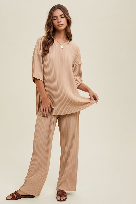 Pleated Top and Pants Set