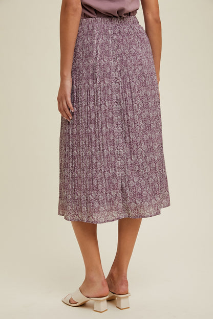 Purple Pleated Midi Skirt