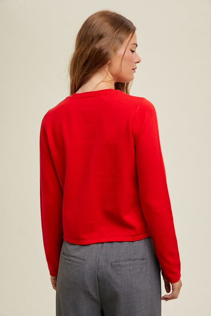 Cozy Button-Up Sweater - Red