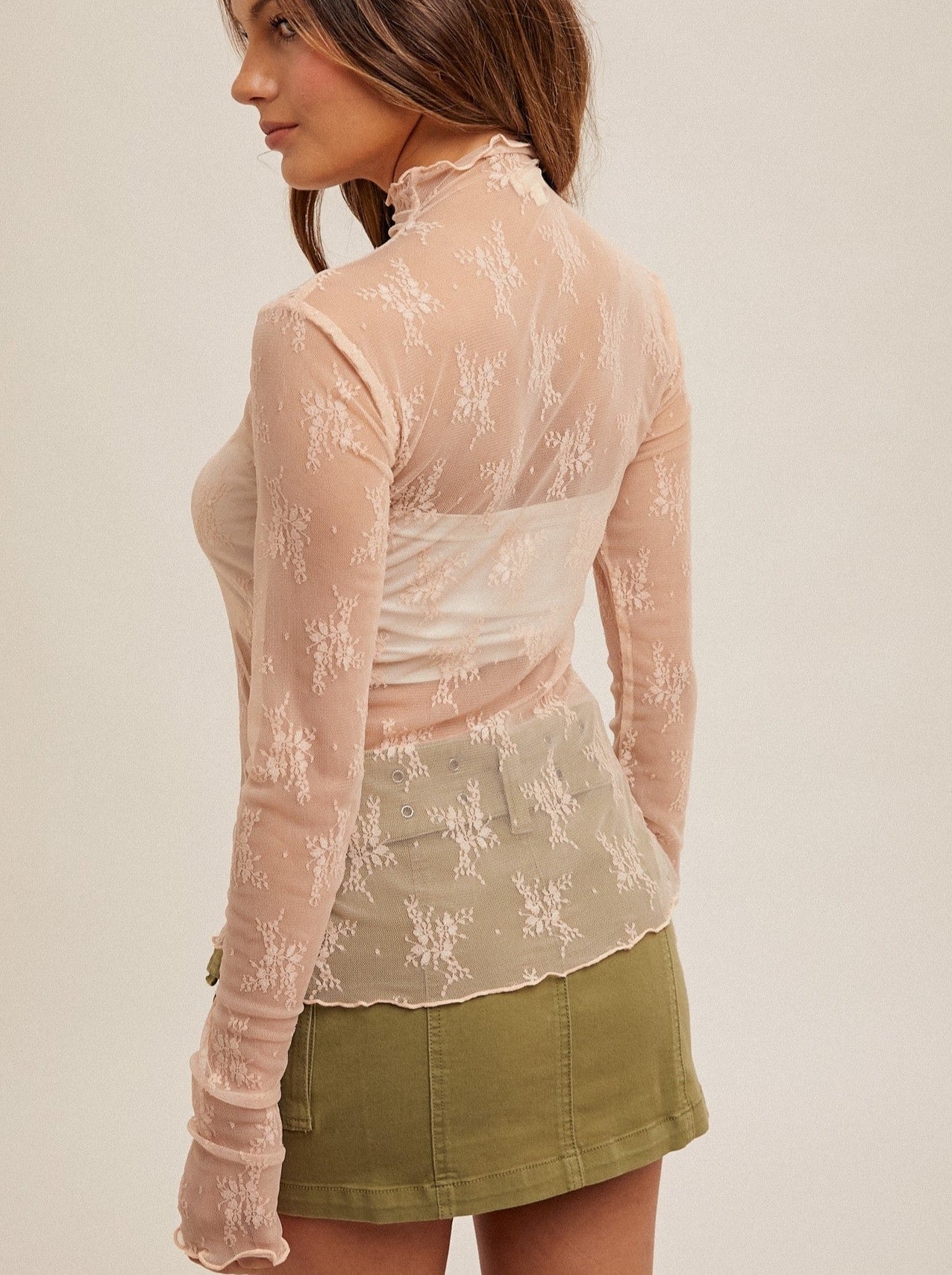 Lace Long Sleeve - Blush Pink